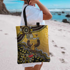 Personalized Hawks Football Mascot Tote Bag Aboriginal Dot Art Style Vibrant Indigenous Pattern Design