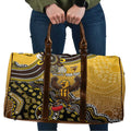 Personalized Hawks Football Mascot Travel Bag Aboriginal Dot Art Style Vibrant Indigenous Pattern Design