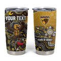 Personalized Hawks Football Mascot Tumbler Cup Aboriginal Dot Art Style Vibrant Indigenous Pattern Design