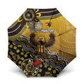 Personalized Hawks Football Mascot Umbrella Aboriginal Dot Art Style Vibrant Indigenous Pattern Design
