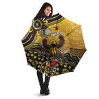 Personalized Hawks Football Mascot Umbrella Aboriginal Dot Art Style Vibrant Indigenous Pattern Design