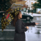 Personalized Hawks Football Mascot Umbrella Aboriginal Dot Art Style Vibrant Indigenous Pattern Design