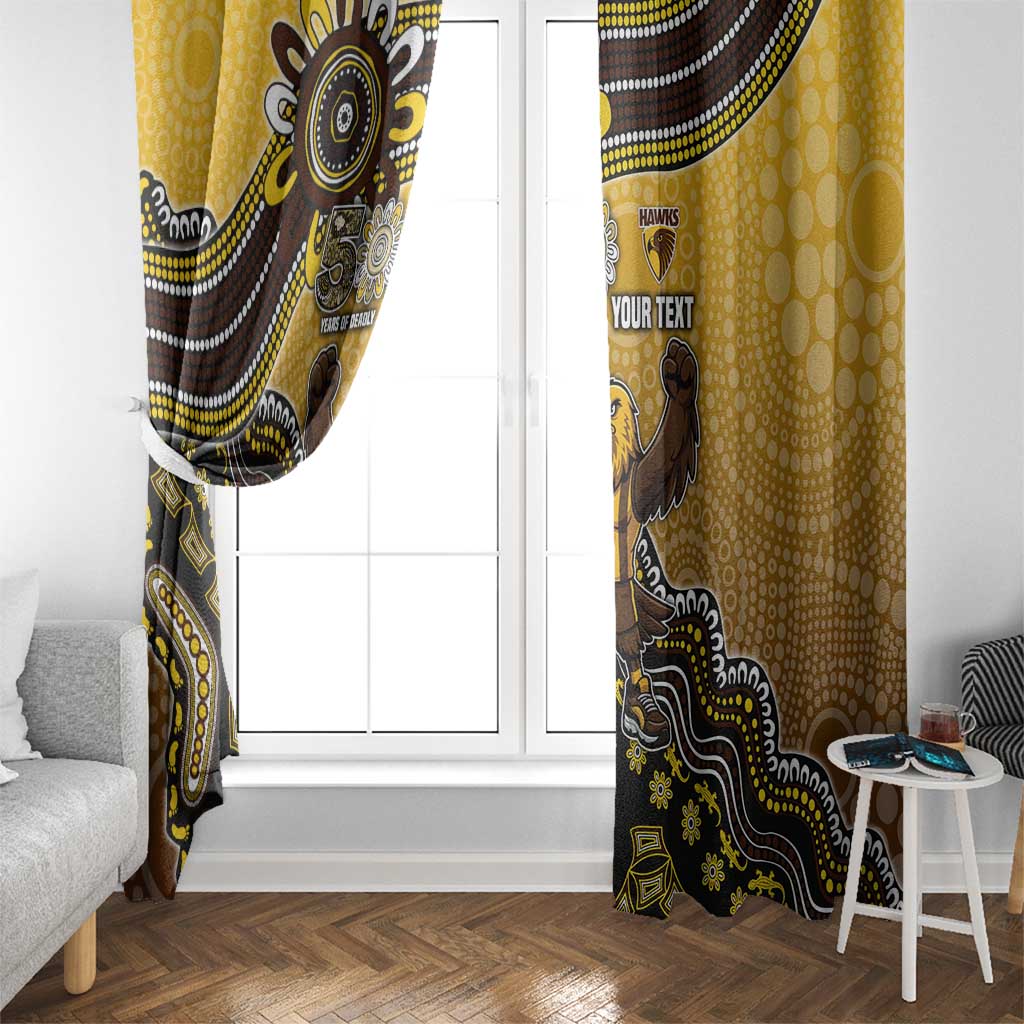 Personalized Hawks Football Mascot Window Curtain Aboriginal Dot Art Style Vibrant Indigenous Pattern Design