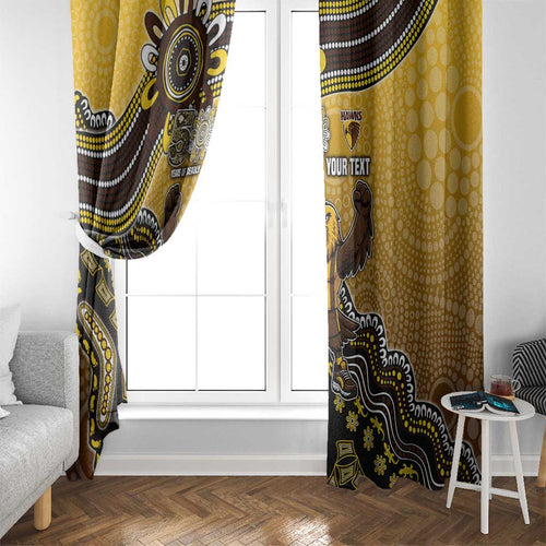 Personalized Hawks Football Mascot Window Curtain Aboriginal Dot Art Style Vibrant Indigenous Pattern Design