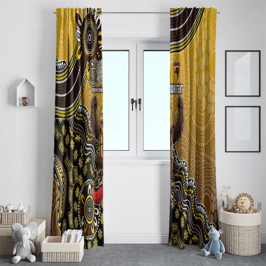 Personalized Hawks Football Mascot Window Curtain Aboriginal Dot Art Style Vibrant Indigenous Pattern Design