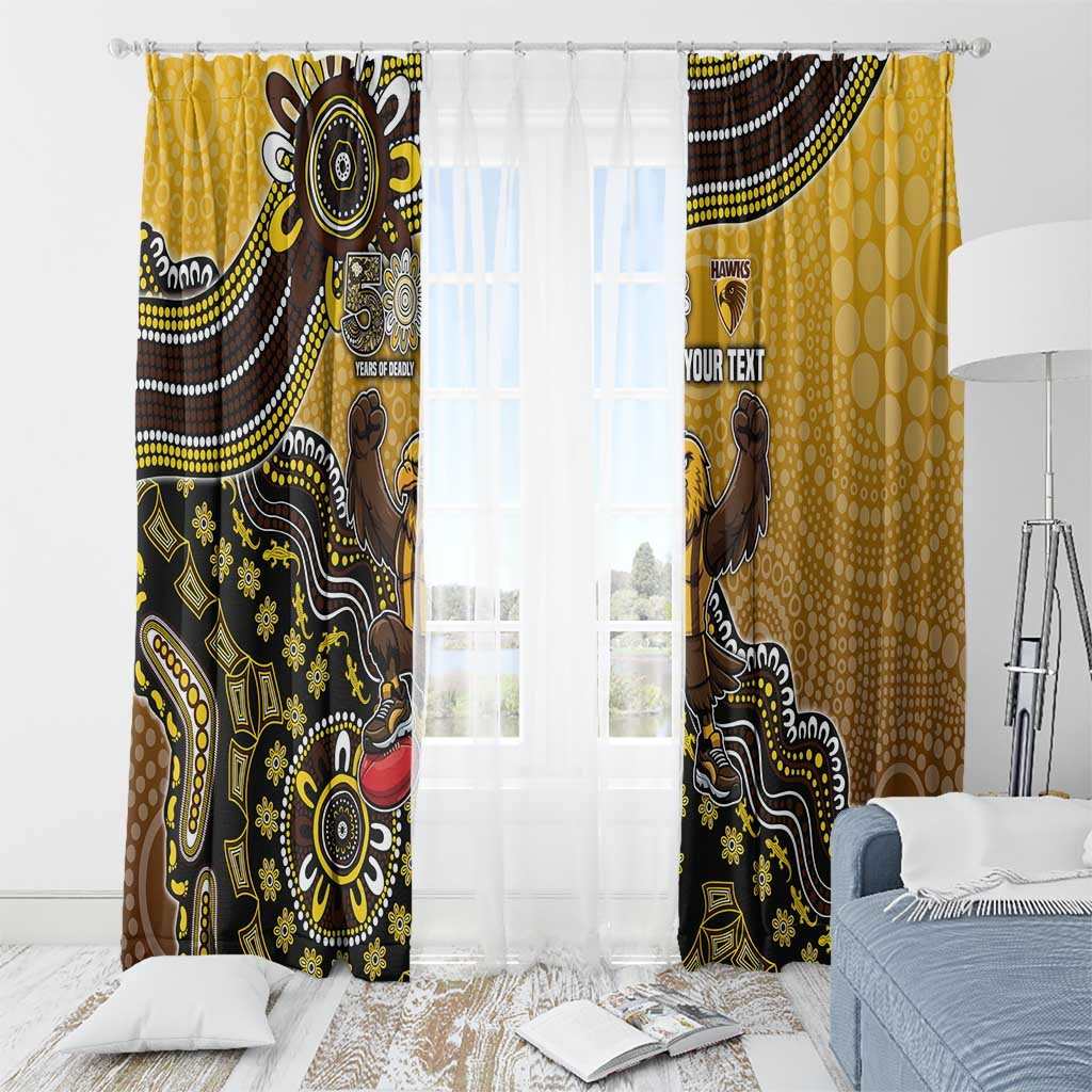 Personalized Hawks Football Mascot Window Curtain Aboriginal Dot Art Style Vibrant Indigenous Pattern Design