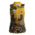 Personalized Hawks Football Mascot Women Sleeveless Polo Shirt Aboriginal Dot Art Style Vibrant Indigenous Pattern Design