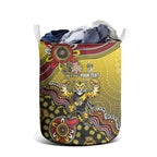 Personalized Richmond Tigers  Football Mascot Laundry Basket Aboriginal Dot Art Style Vibrant Indigenous Pattern Design