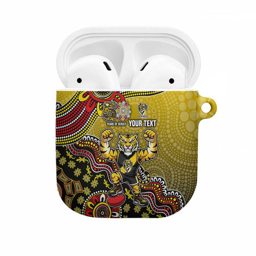 Personalized Richmond Tigers  Football Mascot AirPods Case Aboriginal Dot Art Style Vibrant Indigenous Pattern Design
