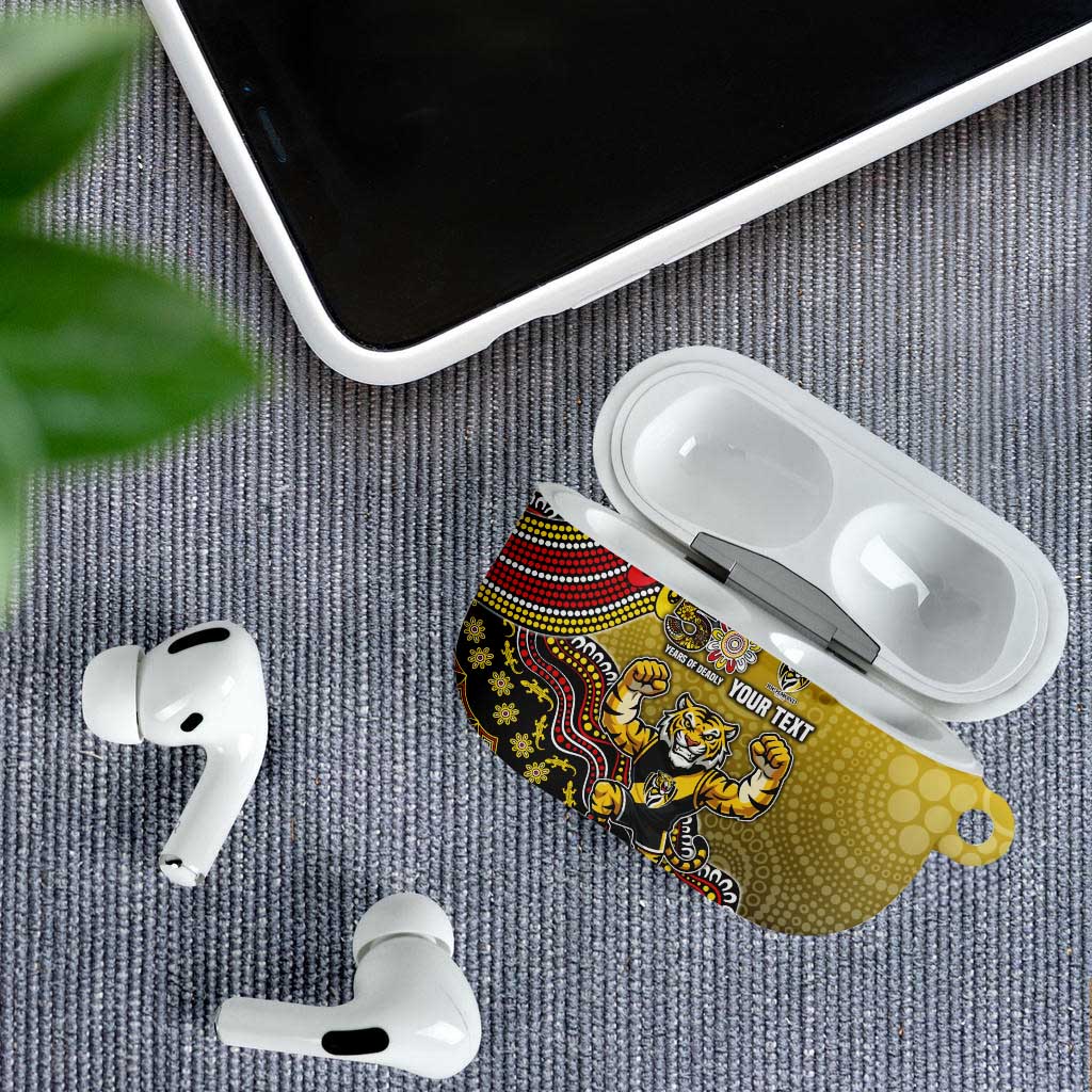 Personalized Richmond Tigers  Football Mascot AirPods Case Aboriginal Dot Art Style Vibrant Indigenous Pattern Design