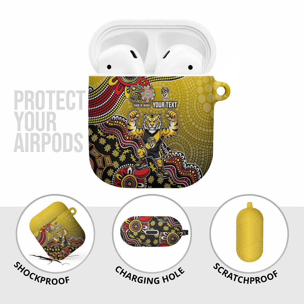 Personalized Richmond Tigers  Football Mascot AirPods Case Aboriginal Dot Art Style Vibrant Indigenous Pattern Design