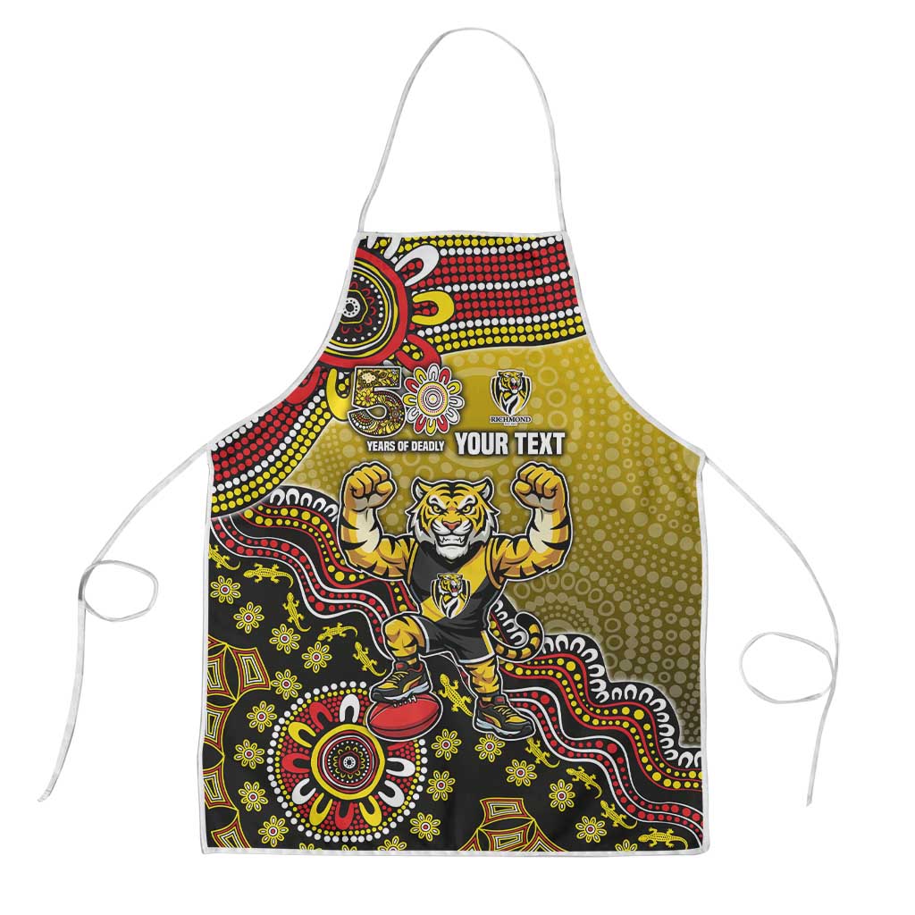 Personalized Richmond Tigers  Football Mascot Apron Aboriginal Dot Art Style Vibrant Indigenous Pattern Design