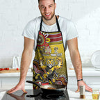 Personalized Richmond Tigers  Football Mascot Apron Aboriginal Dot Art Style Vibrant Indigenous Pattern Design