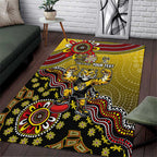 Personalized Richmond Tigers  Football Mascot Area Rug Aboriginal Dot Art Style Vibrant Indigenous Pattern Design