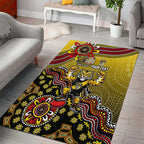 Personalized Richmond Tigers  Football Mascot Area Rug Aboriginal Dot Art Style Vibrant Indigenous Pattern Design