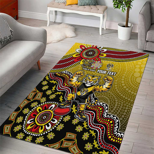 Personalized Richmond Tigers  Football Mascot Area Rug Aboriginal Dot Art Style Vibrant Indigenous Pattern Design