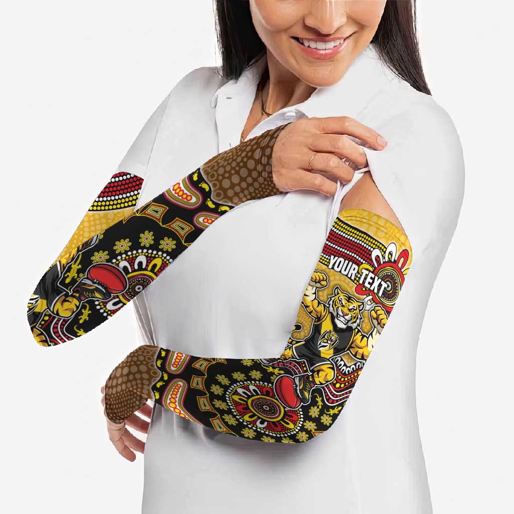 Personalized Richmond Tigers  Football Mascot Arm Sleeves Aboriginal Dot Art Style Vibrant Indigenous Pattern Design