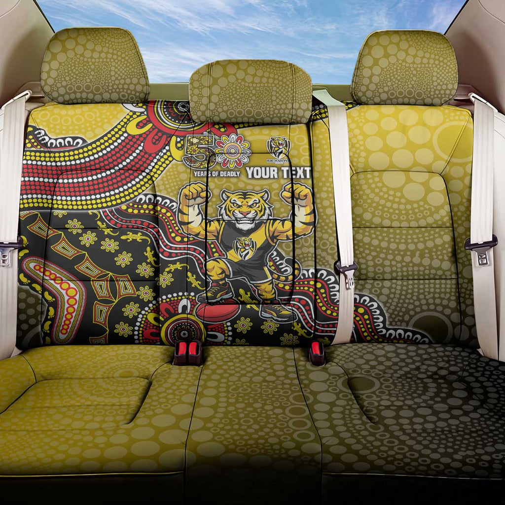 Personalized Richmond Tigers  Football Mascot Back Car Seat Cover Aboriginal Dot Art Style Vibrant Indigenous Pattern Design