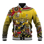 Personalized Richmond Tigers  Football Mascot Baseball Jacket Aboriginal Dot Art Style Vibrant Indigenous Pattern Design