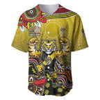 Personalized Richmond Tigers  Football Mascot Baseball Jersey Aboriginal Dot Art Style Vibrant Indigenous Pattern Design