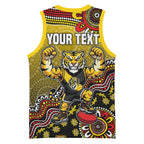 Personalized Richmond Tigers  Football Mascot Basketball Jersey Aboriginal Dot Art Style Vibrant Indigenous Pattern Design