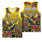 Personalized Richmond Tigers  Football Mascot Basketball Jersey Aboriginal Dot Art Style Vibrant Indigenous Pattern Design