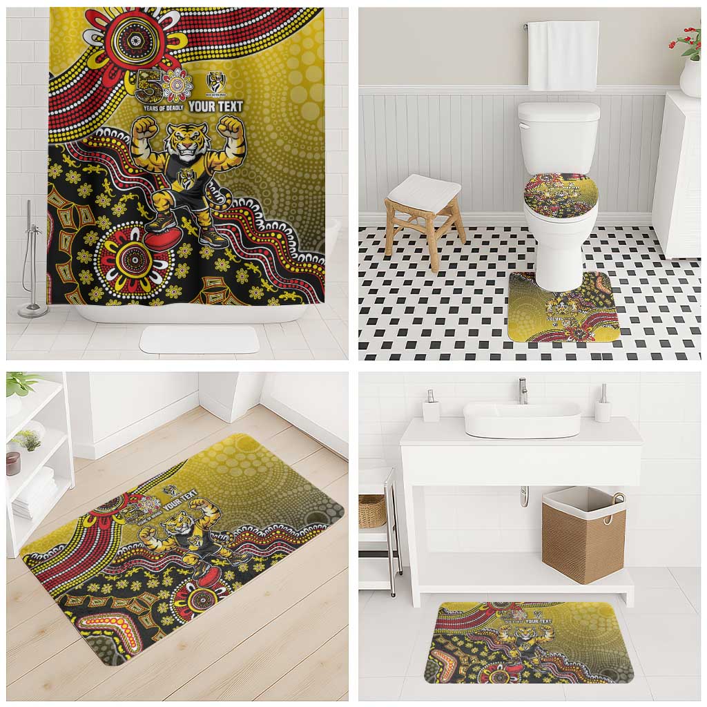 Personalized Richmond Tigers  Football Mascot Bathroom Set Aboriginal Dot Art Style Vibrant Indigenous Pattern Design