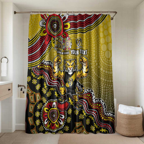 Personalized Richmond Tigers  Football Mascot Bathroom Set Aboriginal Dot Art Style Vibrant Indigenous Pattern Design