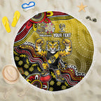 Personalized Richmond Tigers  Football Mascot Beach Blanket Aboriginal Dot Art Style Vibrant Indigenous Pattern Design