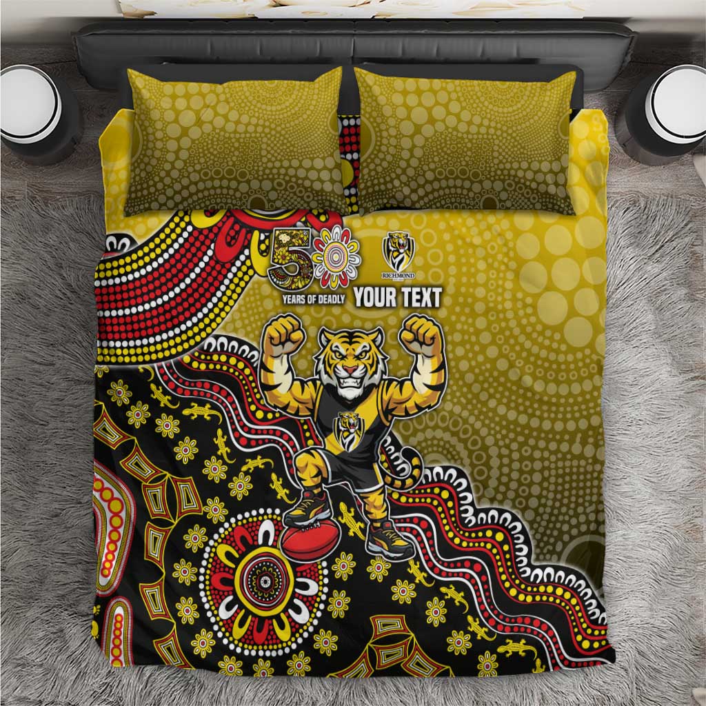 Personalized Richmond Tigers  Football Mascot Bedding Set Aboriginal Dot Art Style Vibrant Indigenous Pattern Design
