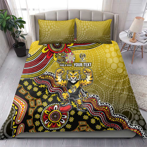 Personalized Richmond Tigers  Football Mascot Bedding Set Aboriginal Dot Art Style Vibrant Indigenous Pattern Design