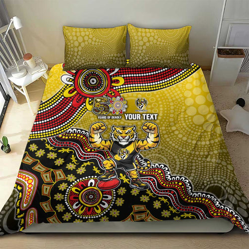 Personalized Richmond Tigers  Football Mascot Bedding Set Aboriginal Dot Art Style Vibrant Indigenous Pattern Design