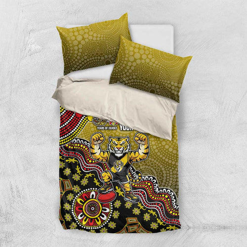 Personalized Richmond Tigers  Football Mascot Bedding Set Aboriginal Dot Art Style Vibrant Indigenous Pattern Design