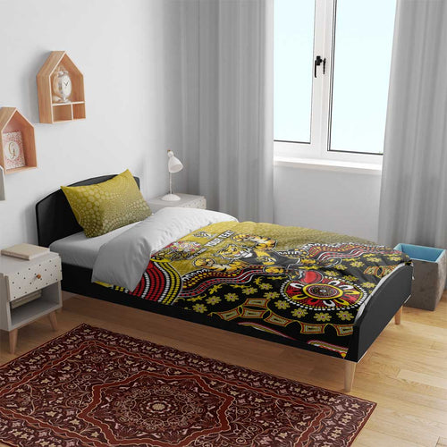 Personalized Richmond Tigers  Football Mascot Bedding Set Aboriginal Dot Art Style Vibrant Indigenous Pattern Design