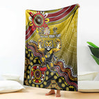 Personalized Richmond Tigers  Football Mascot Blanket Aboriginal Dot Art Style Vibrant Indigenous Pattern Design