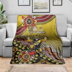 Personalized Richmond Tigers  Football Mascot Blanket Aboriginal Dot Art Style Vibrant Indigenous Pattern Design