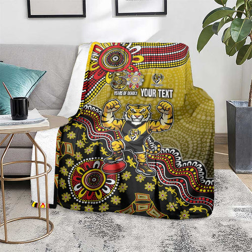 Personalized Richmond Tigers  Football Mascot Blanket Aboriginal Dot Art Style Vibrant Indigenous Pattern Design