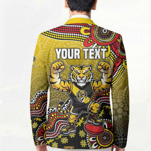 Personalized Richmond Tigers  Football Mascot Blazer Aboriginal Dot Art Style Vibrant Indigenous Pattern Design