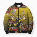 Personalized Richmond Tigers  Football Mascot Bomber Puffer Jacket Aboriginal Dot Art Style Vibrant Indigenous Pattern Design