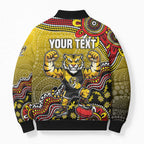 Personalized Richmond Tigers  Football Mascot Bomber Puffer Jacket Aboriginal Dot Art Style Vibrant Indigenous Pattern Design