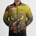 Personalized Richmond Tigers  Football Mascot Bomber Puffer Jacket Aboriginal Dot Art Style Vibrant Indigenous Pattern Design