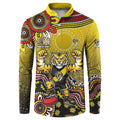 Personalized Richmond Tigers  Football Mascot Button Sweatshirt Aboriginal Dot Art Style Vibrant Indigenous Pattern Design