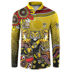 Personalized Richmond Tigers  Football Mascot Button Sweatshirt Aboriginal Dot Art Style Vibrant Indigenous Pattern Design