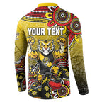 Personalized Richmond Tigers  Football Mascot Button Sweatshirt Aboriginal Dot Art Style Vibrant Indigenous Pattern Design
