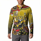 Personalized Richmond Tigers  Football Mascot Button Sweatshirt Aboriginal Dot Art Style Vibrant Indigenous Pattern Design