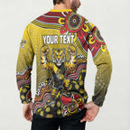 Personalized Richmond Tigers  Football Mascot Button Sweatshirt Aboriginal Dot Art Style Vibrant Indigenous Pattern Design