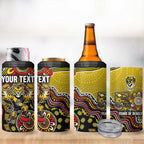 Personalized Richmond Tigers  Football Mascot 4 in 1 Can Cooler Tumbler Aboriginal Dot Art Style Vibrant Indigenous Pattern Design