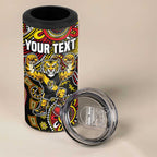 Personalized Richmond Tigers  Football Mascot 4 in 1 Can Cooler Tumbler Aboriginal Dot Art Style Vibrant Indigenous Pattern Design