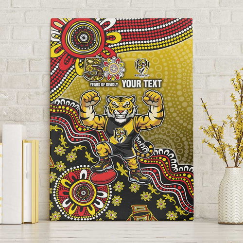 Personalized Richmond Tigers  Football Mascot Canvas Wall Art Aboriginal Dot Art Style Vibrant Indigenous Pattern Design