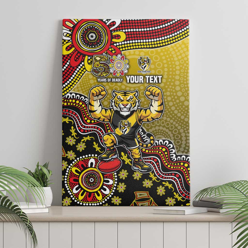 Personalized Richmond Tigers  Football Mascot Canvas Wall Art Aboriginal Dot Art Style Vibrant Indigenous Pattern Design